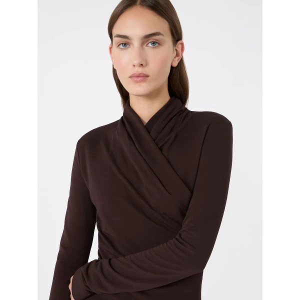 Max Mara Estremo Slim Fluid Jersey Dress in Dark Brown | Maxi Dresses | Coveti