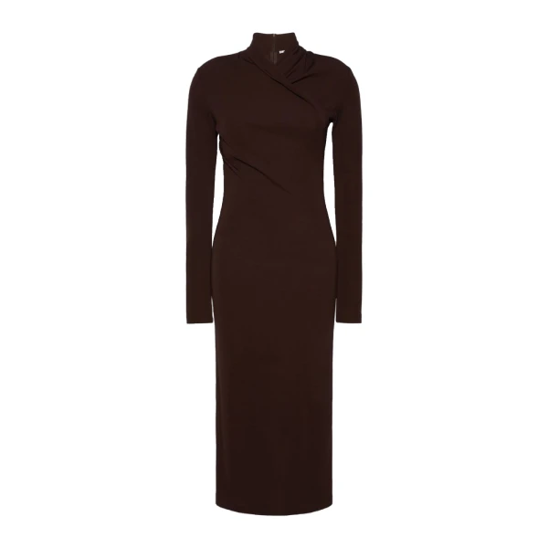Estremo Slim Fluid Jersey Dress in Dark Brown