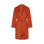 Max Mara Estremo Wool, Cashmere and Silk Robe Coat in Terra Cotta | Wool Coat | Coveti