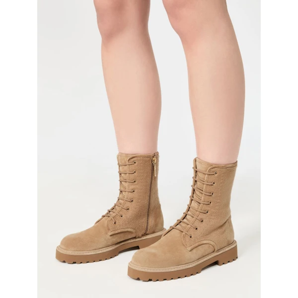 Max Mara Estri Cashmere and Suede Combat Boots in Camel | Boots | Coveti