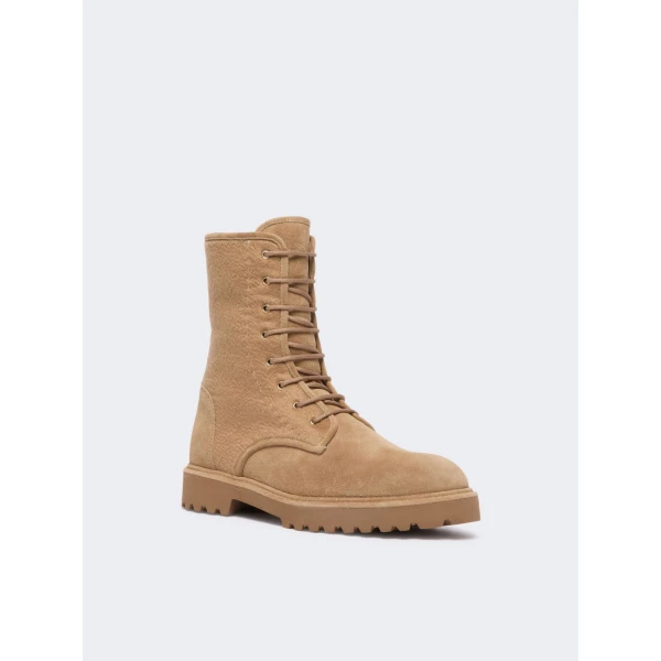 Max Mara Estri Cashmere and Suede Combat Boots in Camel | Boots | Coveti