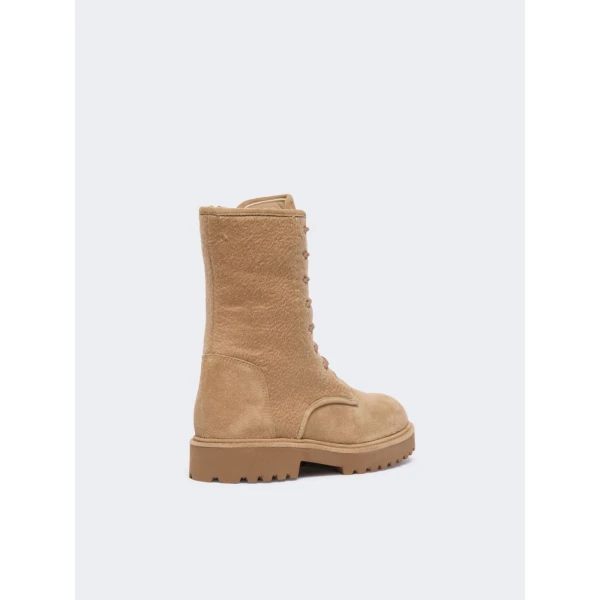 Max Mara Estri Cashmere and Suede Combat Boots in Camel | Boots | Coveti