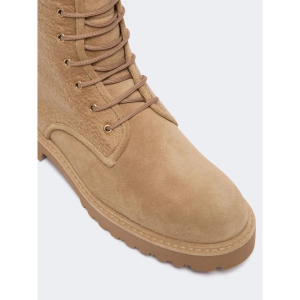 Max Mara Estri Cashmere and Suede Combat Boots in Camel | Boots | Coveti