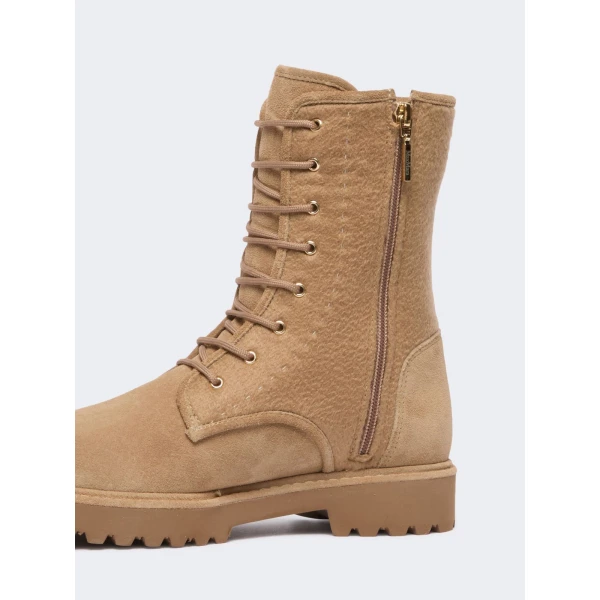 Max Mara Estri Cashmere and Suede Combat Boots in Camel | Boots | Coveti