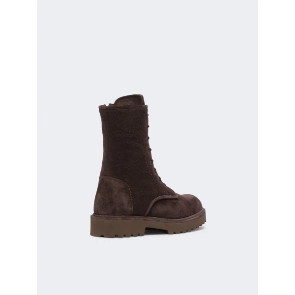 Max Mara Estri Cashmere and Suede Combat Boots in Dark Brown | Boots | Coveti