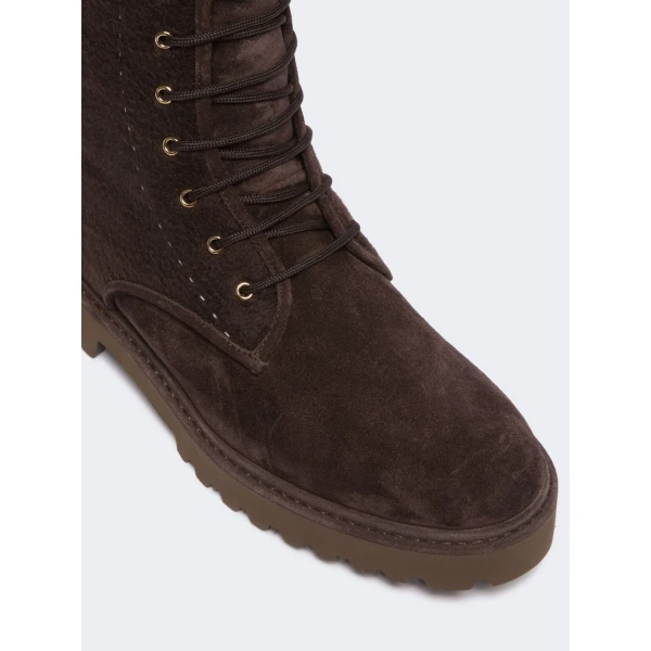 Max Mara Estri Cashmere and Suede Combat Boots in Dark Brown | Boots | Coveti