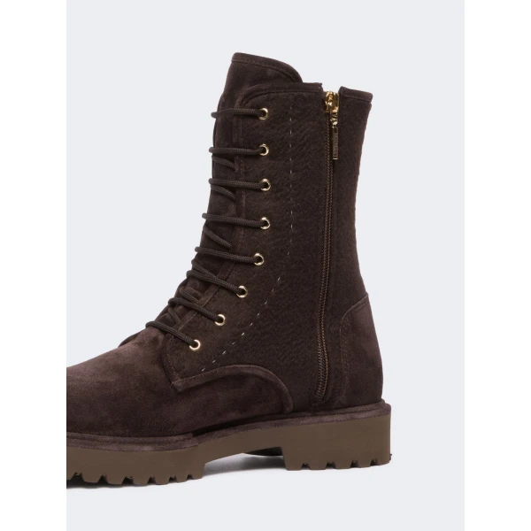 Max Mara Estri Cashmere and Suede Combat Boots in Dark Brown | Boots | Coveti