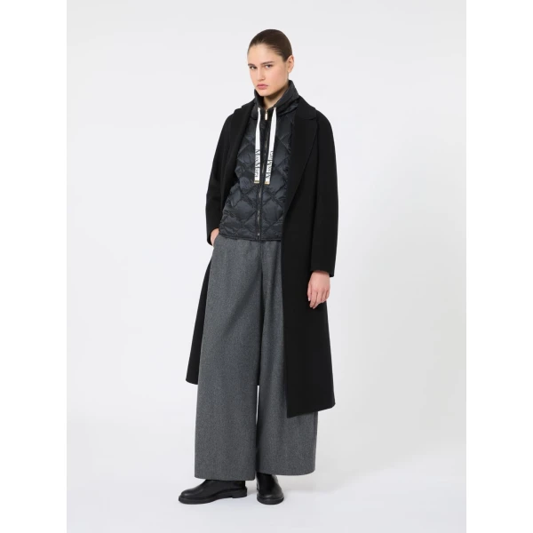 Max Mara Esturia Double-Faced Wool Midi Coat in Black | Wool Coat | Coveti