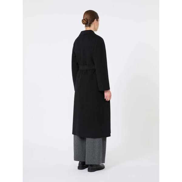 Max Mara Esturia Double-Faced Wool Midi Coat in Black | Wool Coat | Coveti