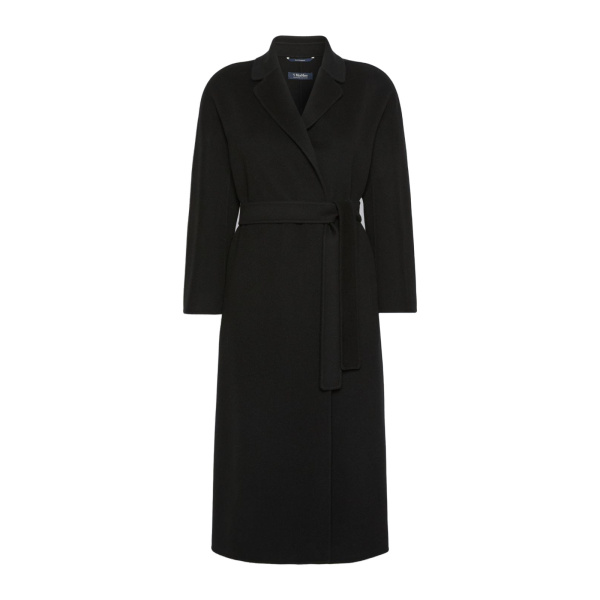 Max Mara Esturia Double-Faced Wool Midi Coat in Black | Wool Coat | Coveti