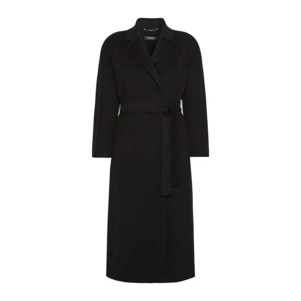 Esturia Double-Faced Wool Midi Coat in Black