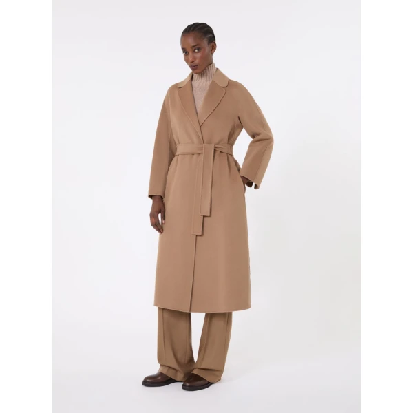 Max Mara Esturia Double-Faced Wool Midi Coat in Camel | Wool Coat | Coveti