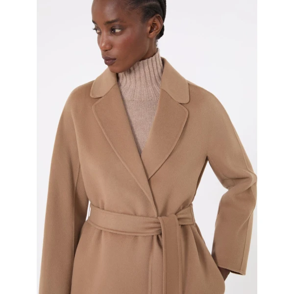 Max Mara Esturia Double-Faced Wool Midi Coat in Camel | Wool Coat | Coveti
