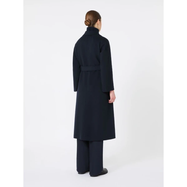 Max Mara Esturia Double-Faced Wool Midi Coat in Midnight Blue | Wool Coat | Coveti