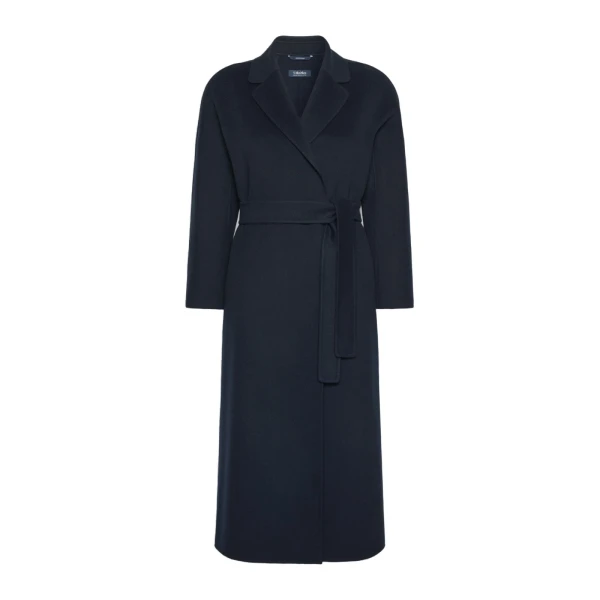 Max Mara Esturia Double-Faced Wool Midi Coat in Midnight Blue | Wool Coat | Coveti