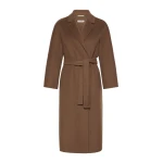 Max Mara Esturia Double-Faced Wool Midi Coat in Mud | Wool Coat | Coveti