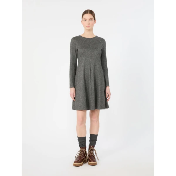 Max Mara Esule Flared Jacquard Jersey Mini Dress in Medium Grey | Mini Dresses | Coveti