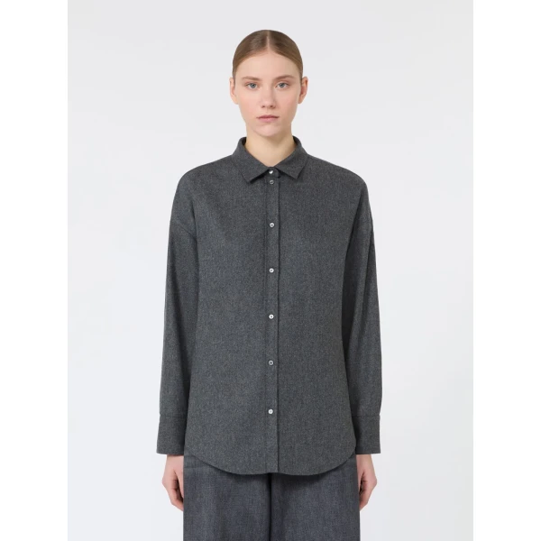 Max Mara Etereo Wool Flannel Shirt in Dark Grey | Shirts | Coveti
