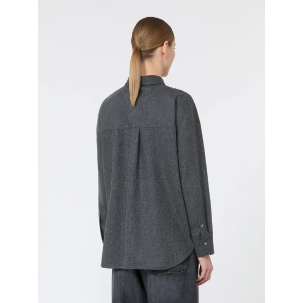 Max Mara Etereo Wool Flannel Shirt in Dark Grey | Shirts | Coveti