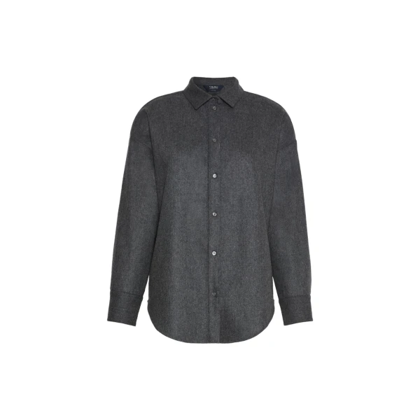 Etereo Wool Flannel Shirt in Dark Grey