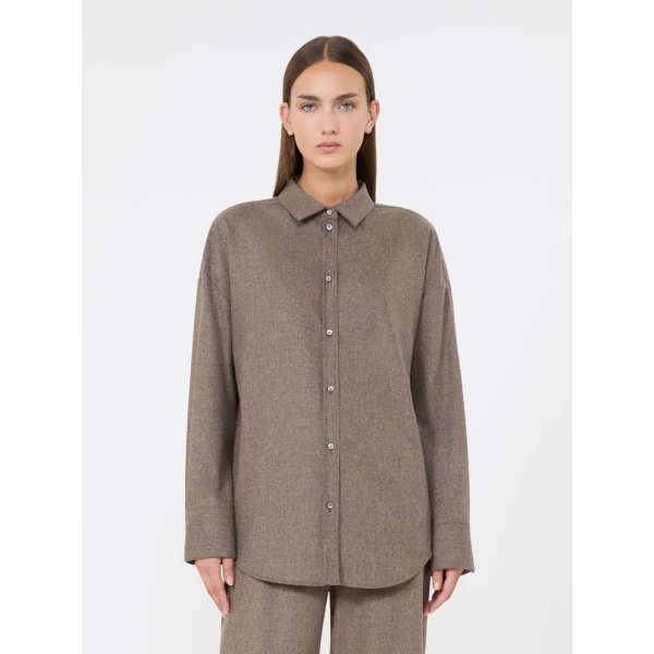 Max Mara Etereo Wool Flannel Shirt in Turtledove | Shirts | Coveti