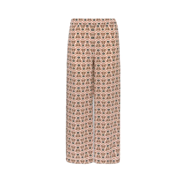 Eusebio Printed Silk Crepe de Chine Trousers in Antique Rose