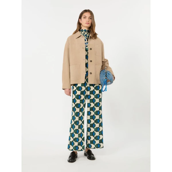 Max Mara Eusebio Printed Silk Crepe de Chine Trousers in Dark Green | Tailored pants | Coveti