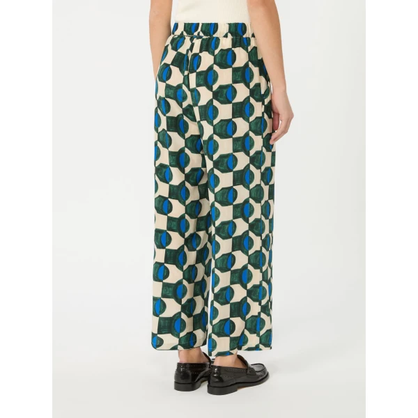 Max Mara Eusebio Printed Silk Crepe de Chine Trousers in Dark Green | Tailored pants | Coveti