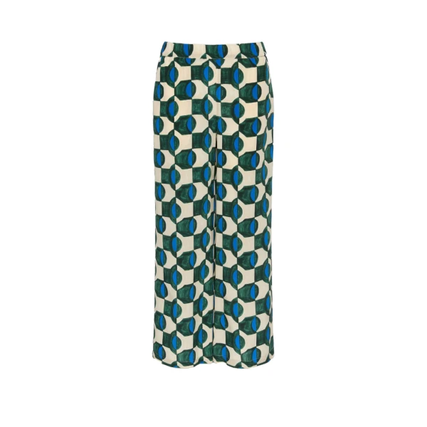 Max Mara Eusebio Printed Silk Crepe de Chine Trousers in Dark Green | Tailored pants | Coveti