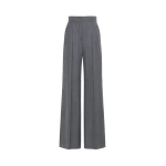 Max Mara Extra High-Waisted Wool Trousers in Medium Grey | Tailored pants | Coveti