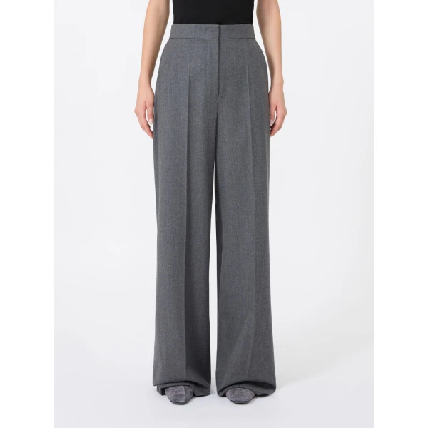 Max Mara Extra High-Waisted Wool Trousers in Medium Grey | Tailored pants | Coveti