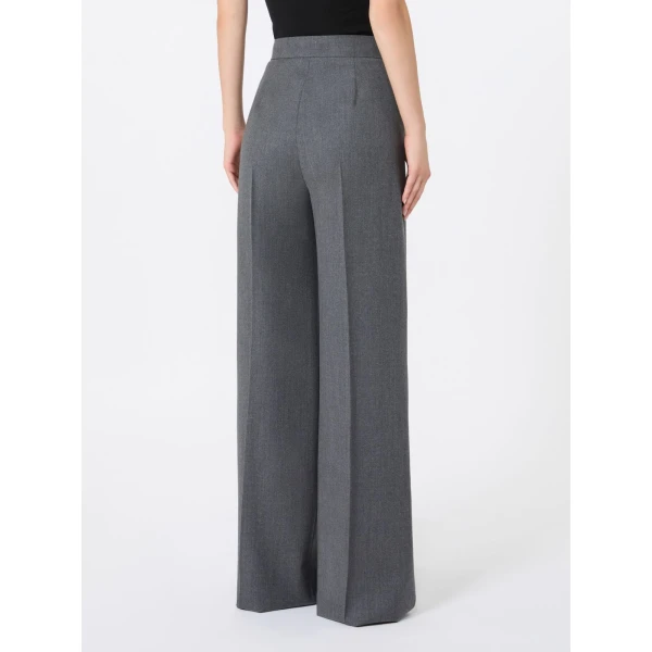 Max Mara Extra High-Waisted Wool Trousers in Medium Grey | Tailored pants | Coveti