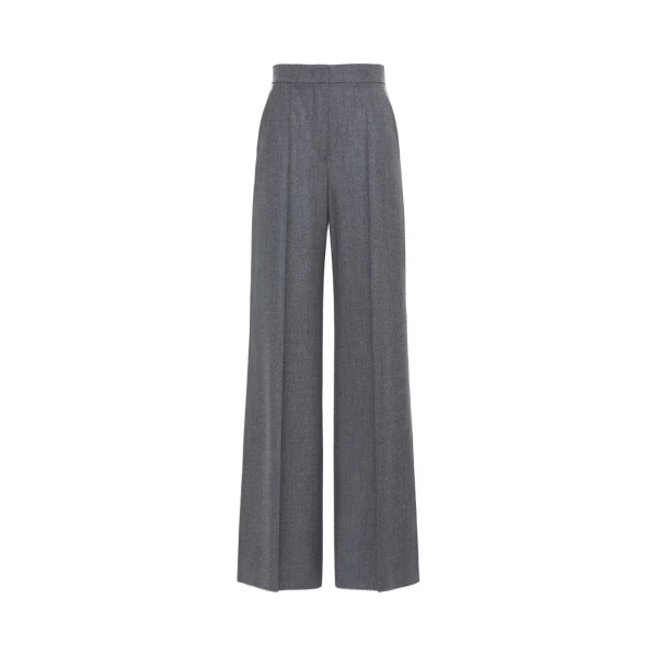 Extra High-Waisted Wool Trousers in Medium Grey