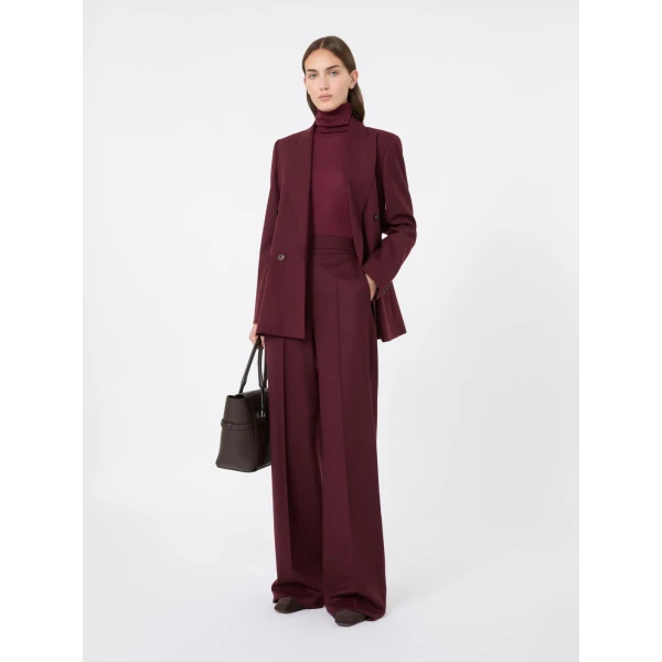 Max Mara Extra High-Waisted Wool Trousers in Wine | Tailored pants | Coveti