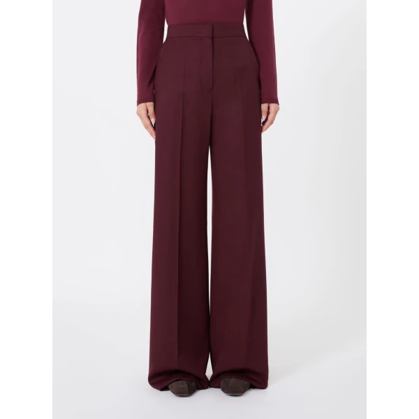 Max Mara Extra High-Waisted Wool Trousers in Wine | Tailored pants | Coveti