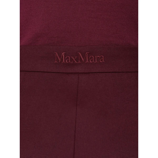 Max Mara Extra High-Waisted Wool Trousers in Wine | Tailored pants | Coveti