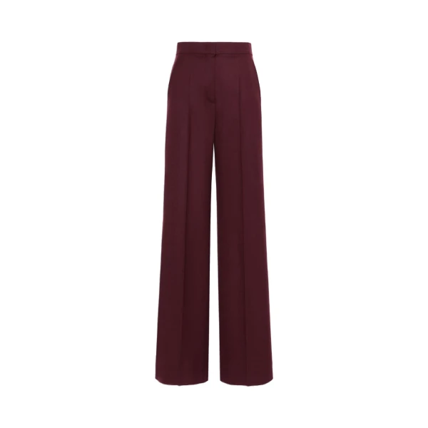 Max Mara Extra High-Waisted Wool Trousers in Wine | Tailored pants | Coveti