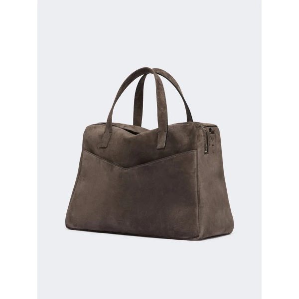 Max Mara Extra-Large Split Leather Shoulder Bag in Dark Brown | Shoulder & Crossbody Bags | Coveti