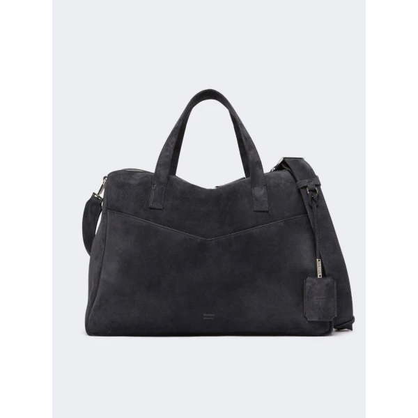 Max Mara Extra-Large Split Leather Shoulder Bag in Dark Grey | Shoulder & Crossbody Bags | Coveti