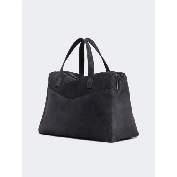 Max Mara Extra-Large Split Leather Shoulder Bag in Dark Grey | Shoulder & Crossbody Bags | Coveti