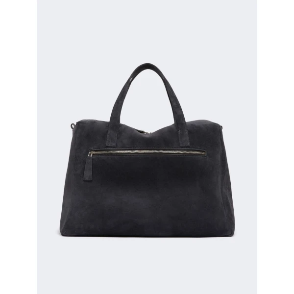 Max Mara Extra-Large Split Leather Shoulder Bag in Dark Grey | Shoulder & Crossbody Bags | Coveti