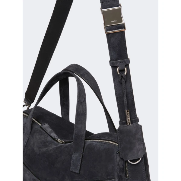 Max Mara Extra-Large Split Leather Shoulder Bag in Dark Grey | Shoulder & Crossbody Bags | Coveti