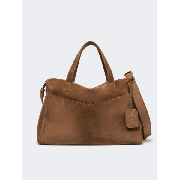 Max Mara Extra-Large Split Leather Shoulder Bag in Hazelnut Brown | Shoulder & Crossbody Bags | Coveti