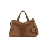Max Mara Extra-Large Split Leather Shoulder Bag in Hazelnut Brown | Shoulder & Crossbody Bags | Coveti