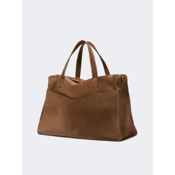 Max Mara Extra-Large Split Leather Shoulder Bag in Hazelnut Brown | Shoulder & Crossbody Bags | Coveti