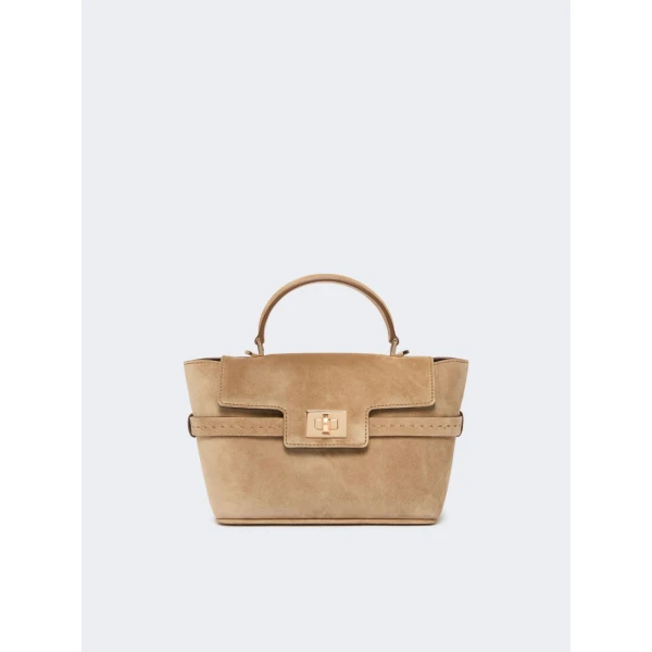 Max Mara Extra Small Margaux Suede Handbag in Beige | Mini Bags | Coveti