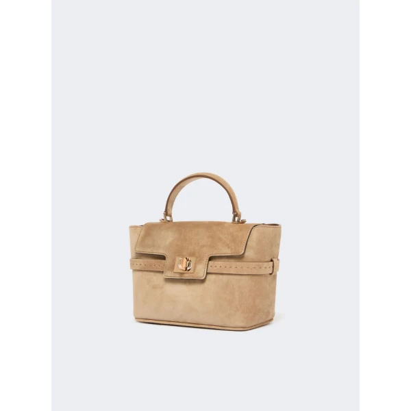 Max Mara Extra Small Margaux Suede Handbag in Beige | Mini Bags | Coveti