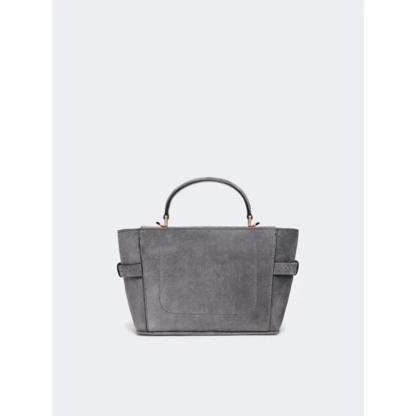 Max Mara Extra Small Margaux Suede Handbag in Medium Grey | Mini Bags | Coveti