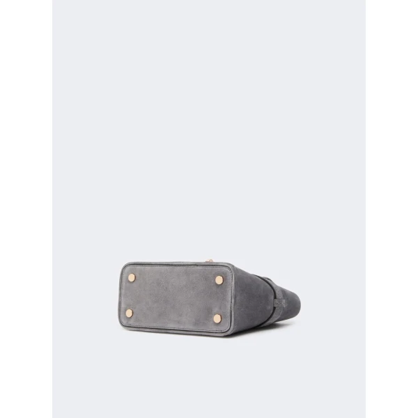 Max Mara Extra Small Margaux Suede Handbag in Medium Grey | Mini Bags | Coveti