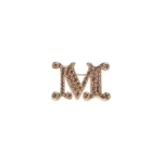 Max Mara Facella Crystal Monogram Brooch in Camel | Brooches & Pins | Coveti
